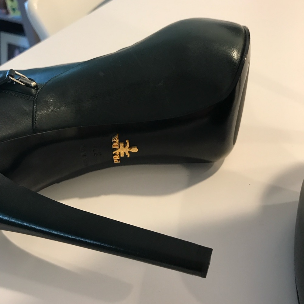 Hunter Green 4” Prada ankle boots. US size 7 - Picture 7 of 9